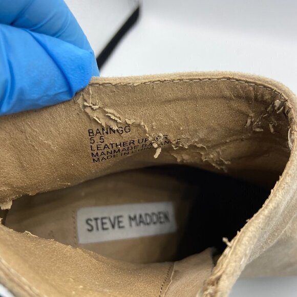 Steve Madden Khaki Suede Rhinestone Platform Booties size 5.5 - Picture 2 of 3